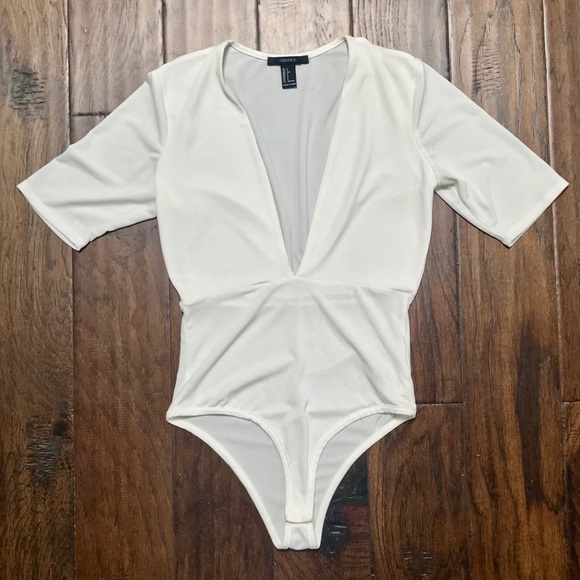 F.21- White/Cream plunge bodysuit - Picture 2 of 3